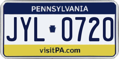 PA license plate JYL0720