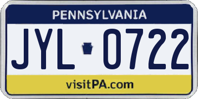 PA license plate JYL0722