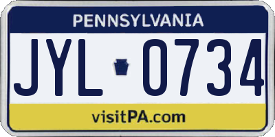 PA license plate JYL0734
