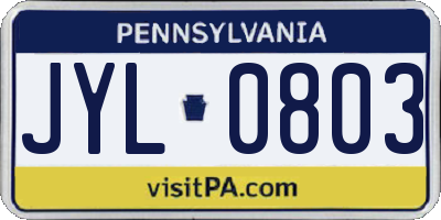 PA license plate JYL0803