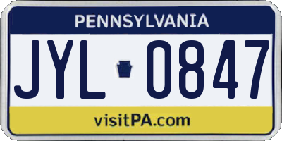 PA license plate JYL0847