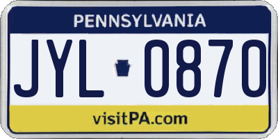 PA license plate JYL0870