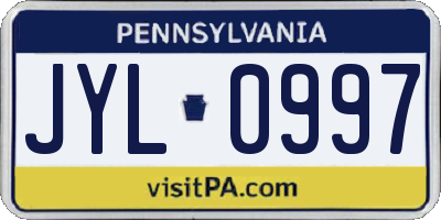 PA license plate JYL0997