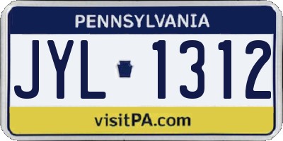 PA license plate JYL1312