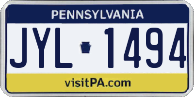 PA license plate JYL1494