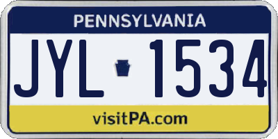 PA license plate JYL1534
