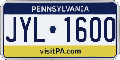 PA license plate JYL1600