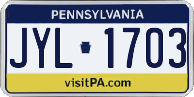 PA license plate JYL1703
