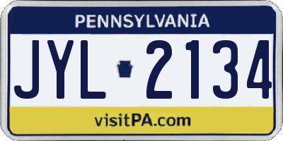 PA license plate JYL2134