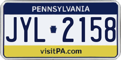 PA license plate JYL2158