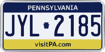 PA license plate JYL2185