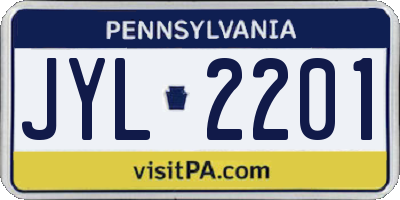 PA license plate JYL2201