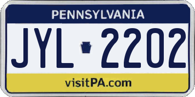 PA license plate JYL2202