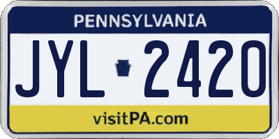PA license plate JYL2420