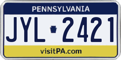 PA license plate JYL2421