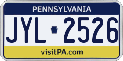 PA license plate JYL2526