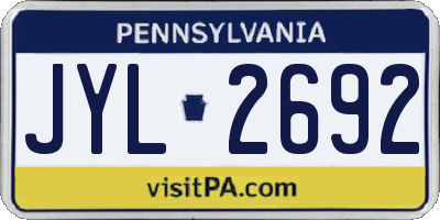 PA license plate JYL2692