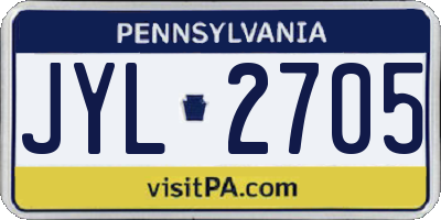 PA license plate JYL2705