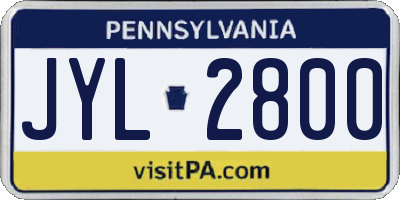 PA license plate JYL2800
