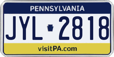 PA license plate JYL2818