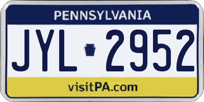 PA license plate JYL2952