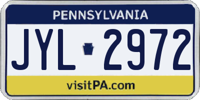 PA license plate JYL2972