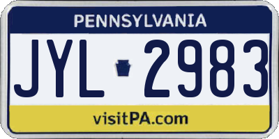 PA license plate JYL2983