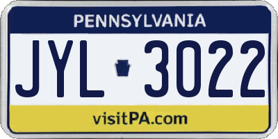 PA license plate JYL3022