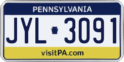 PA license plate JYL3091