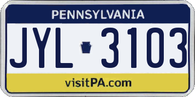 PA license plate JYL3103
