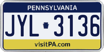 PA license plate JYL3136