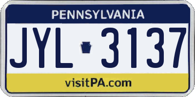 PA license plate JYL3137