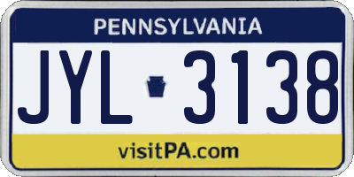 PA license plate JYL3138