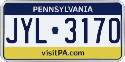 PA license plate JYL3170