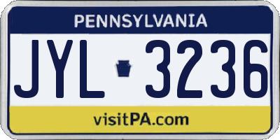 PA license plate JYL3236