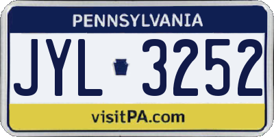 PA license plate JYL3252
