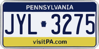 PA license plate JYL3275