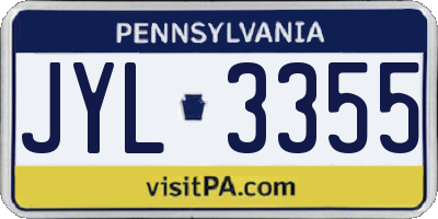 PA license plate JYL3355
