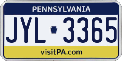 PA license plate JYL3365