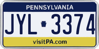 PA license plate JYL3374