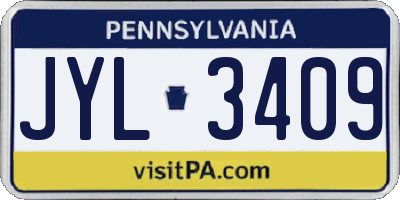 PA license plate JYL3409