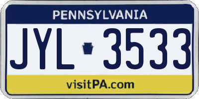 PA license plate JYL3533