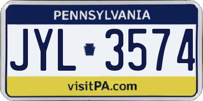 PA license plate JYL3574