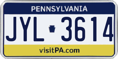 PA license plate JYL3614