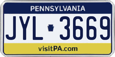 PA license plate JYL3669