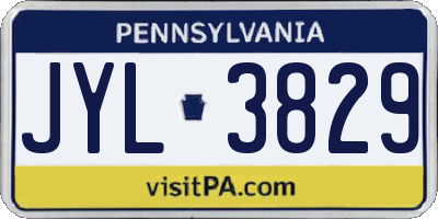 PA license plate JYL3829