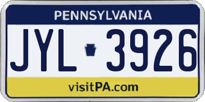 PA license plate JYL3926