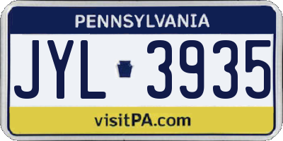 PA license plate JYL3935