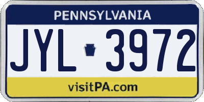 PA license plate JYL3972