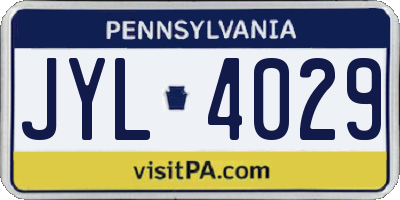 PA license plate JYL4029